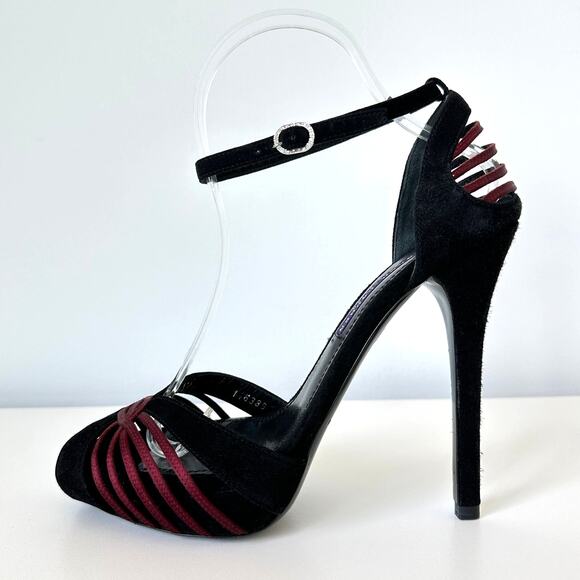 Ralph Lauren Purple Label Black Ankle Strap Heel Sandal Size 7.5 B - Picture 12 of 12